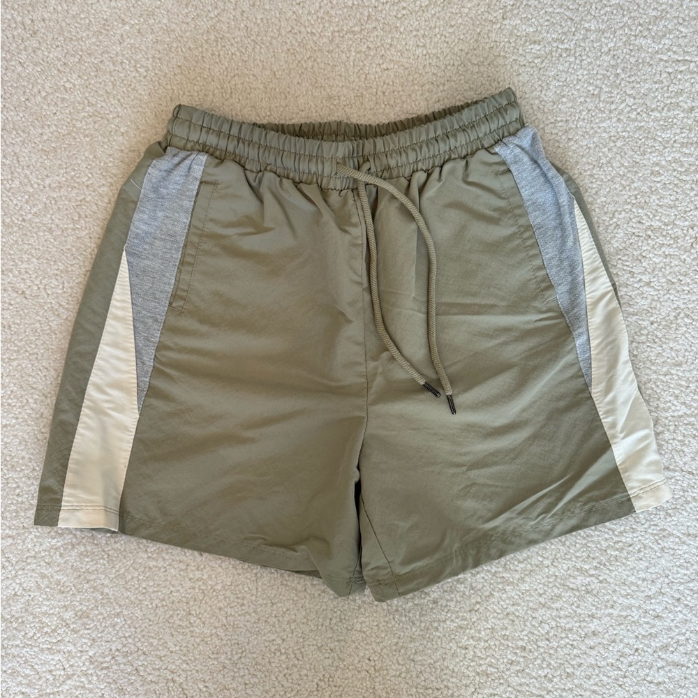 Men's Olive and Cream Shorts